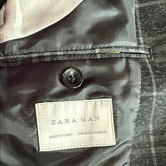 Zara Man Dark Gray Plain Blazer, sz 36 - Picture 6 of 9